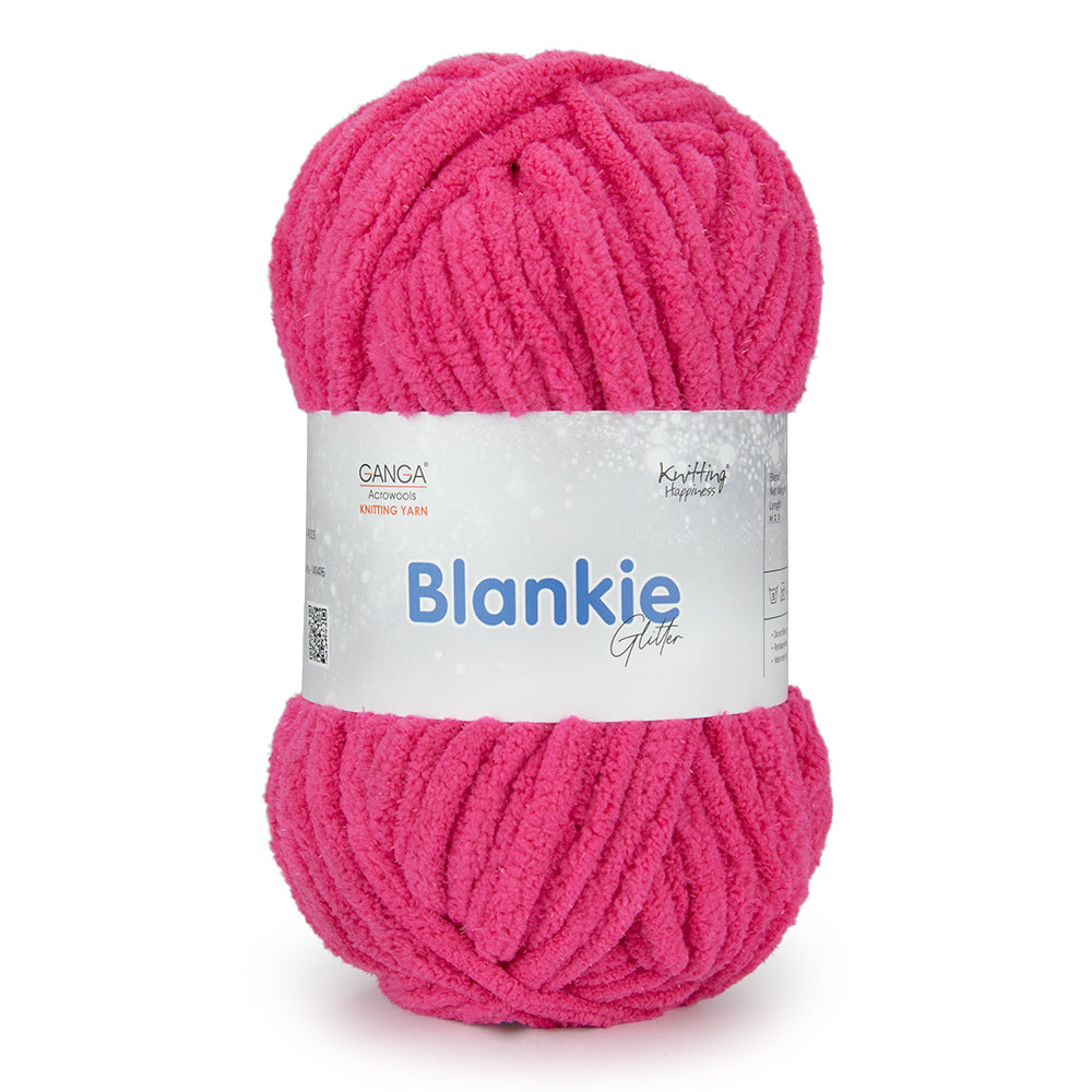 Blankie Glitter Knitting Yarn - BG0009-Dark Pink