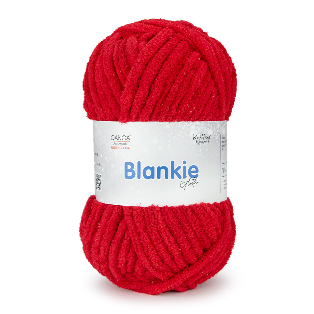 Blankie Glitter Knitting Yarn - BG0011-Sterling Red