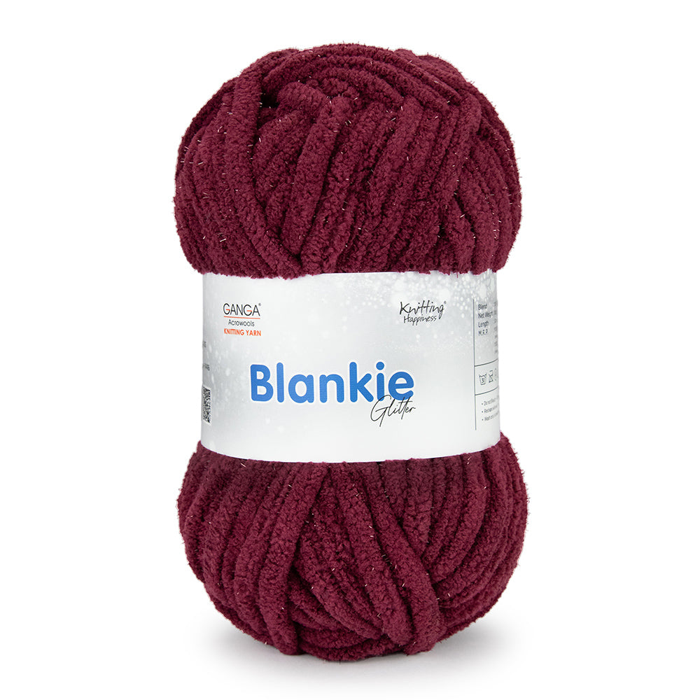 Blankie Glitter Knitting Yarn - BG0012-Deep Maroon