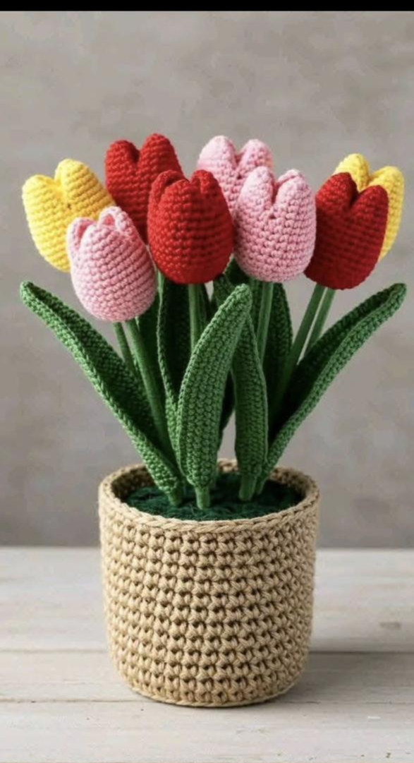 Crochet Tulip Pot