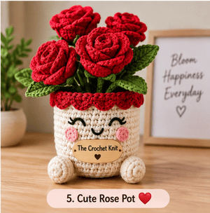 Handmade Crochet Cute  Rose Pot