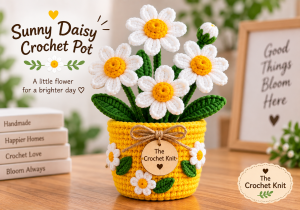 Handmade Crochet Sunny Daisy  Pot