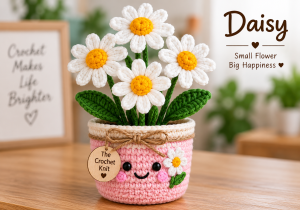 Handmade Crochet Classic Daisy Pot
