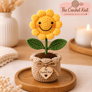 Handmade Crochet Smiley Sunflower Pot
