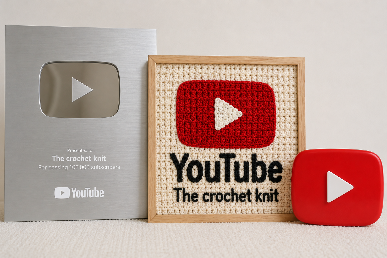 YouTube Silver Play Button – 1,00,000 Subscribers – The Crochet Knit